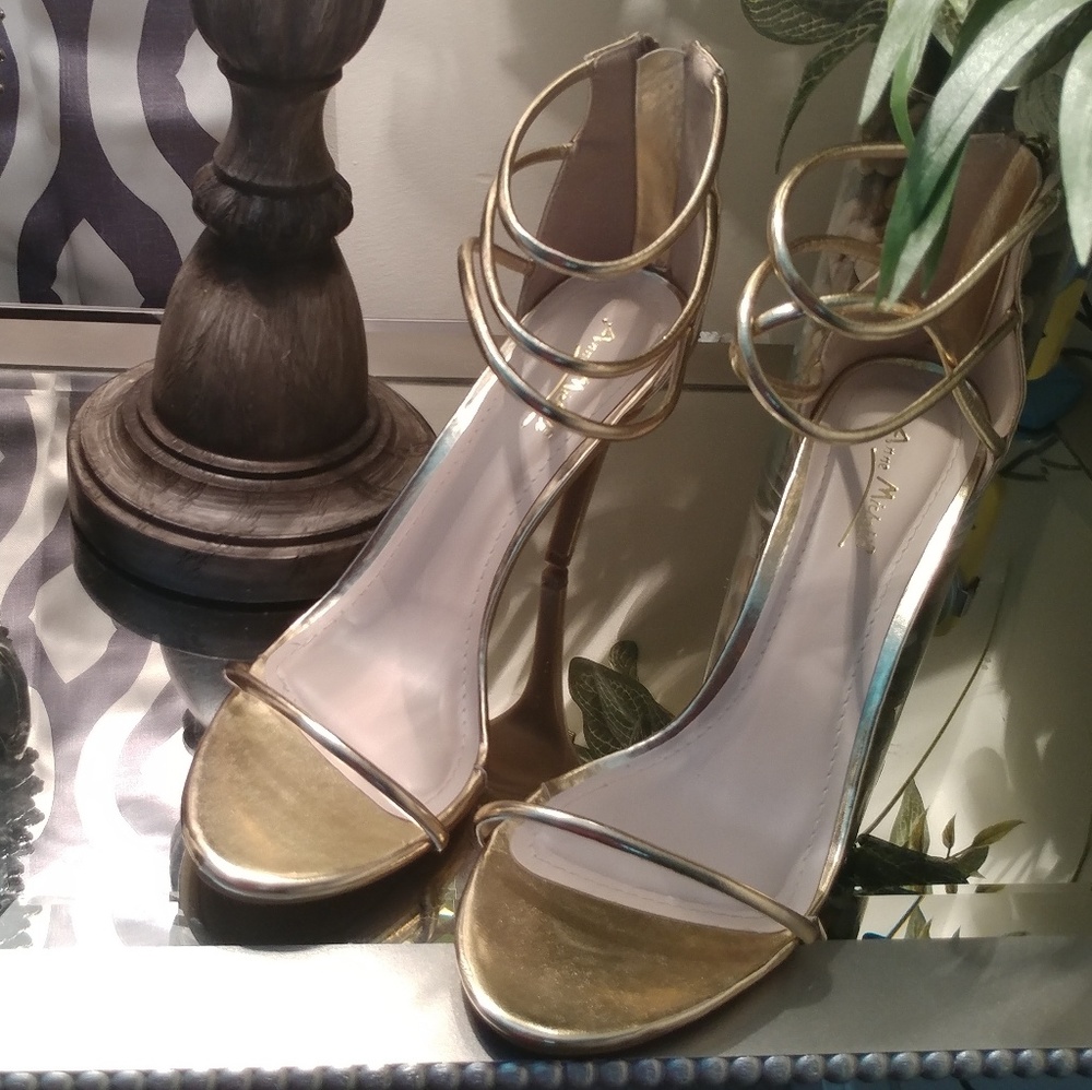 BLACK FRIDAY SALE!! Strappy Gold Heels